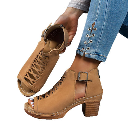 Stylish Plus-size Chunky-heel Womens Sandals