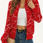Stylish Long Sleeve Allover Print Zip Up Jacket Elegant