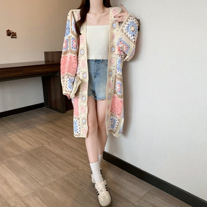 Loose Bohemian Crocheted Hollow Out Sweater Coat