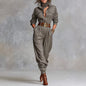 New Women's Long-sleeved Lapel Jumpsuit Women
