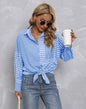 Lapel Plaid Colorblock Loose Casual Shirt