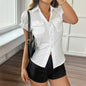 Women's Solid Color Short-sleeved Button Shirt