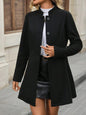 Fashionable Elegant Small Stand Collar Button A- Swing Long Sleeve Slim Jacket