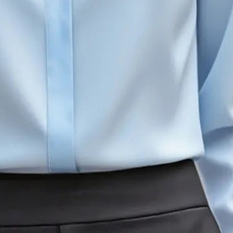 Women's Long Sleeve Satin Blouse, V Neck Loose Fit Tunic Top For Business Casual Office Fall