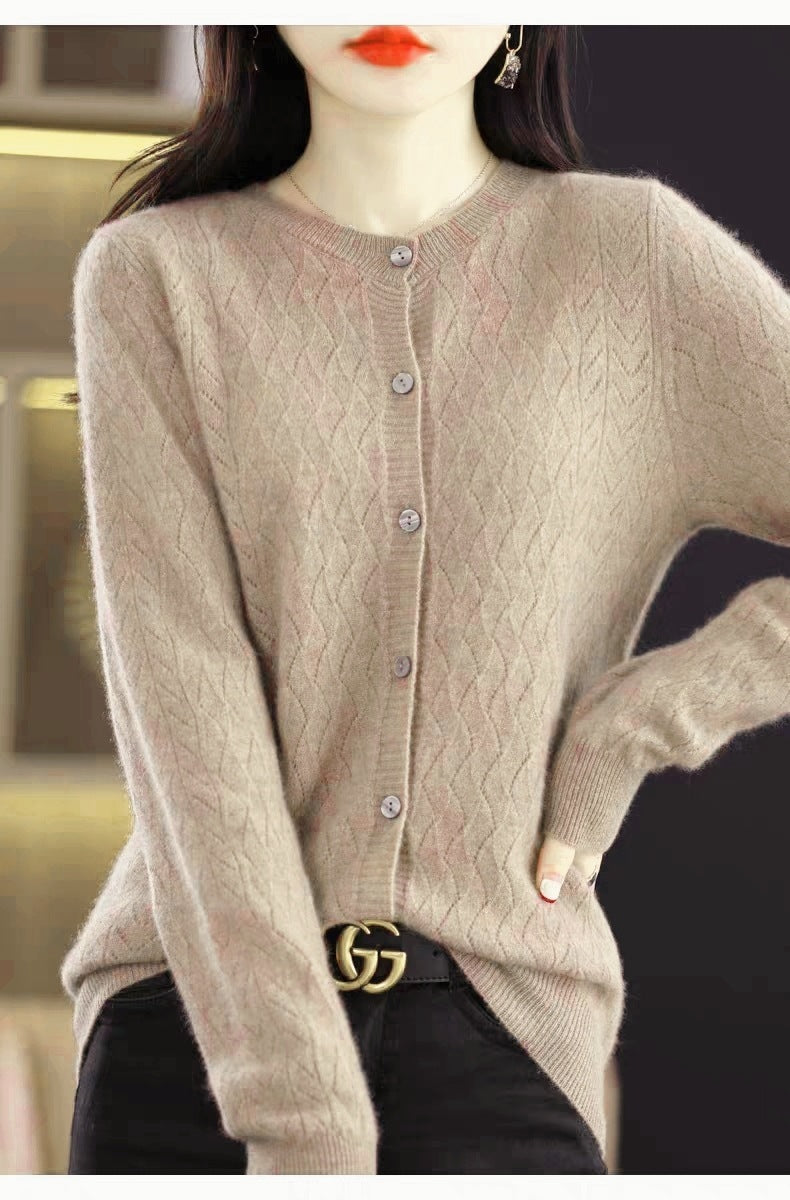 Round Neck All-matching Korean Style Casual Sweater Coat