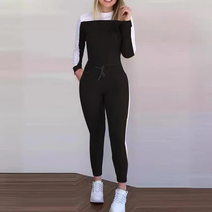 Color Matching Long Sleeve Tight Casual Suit