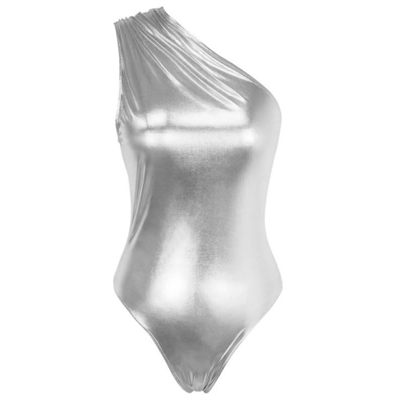 Women's Retro Metal Slant Shoulder Hot Girl Jumpsuit