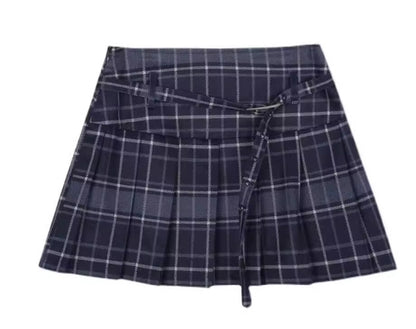 Retro Large Size High Waist College Style A- Line Pleated Skirt