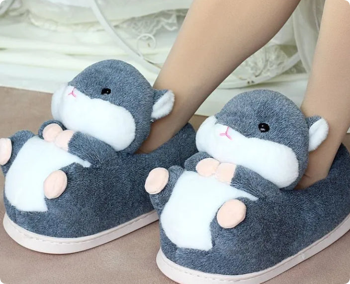 Cotton Slippers With Warm Plush Heel Padding