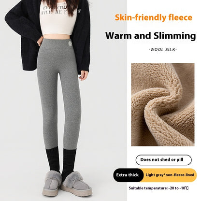 Extra Thick Cashmere Leggings Female High Waist Tight Fleece Cotton Pants