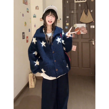 Slim And Loose Korean Lazy Knit Cardigan