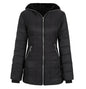 Ladies' Hooded Long-sleeved Warm Cotton-padded Jacket With Fleece