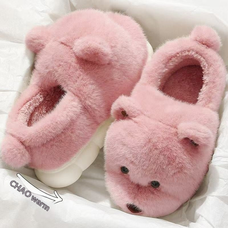 Cartoon Plush Warm Non-slip Thick-soled Cotton Slippers