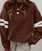 Red Dahlia Varsity Striped Detail Drop Shoulder Oversized Sweatshirt