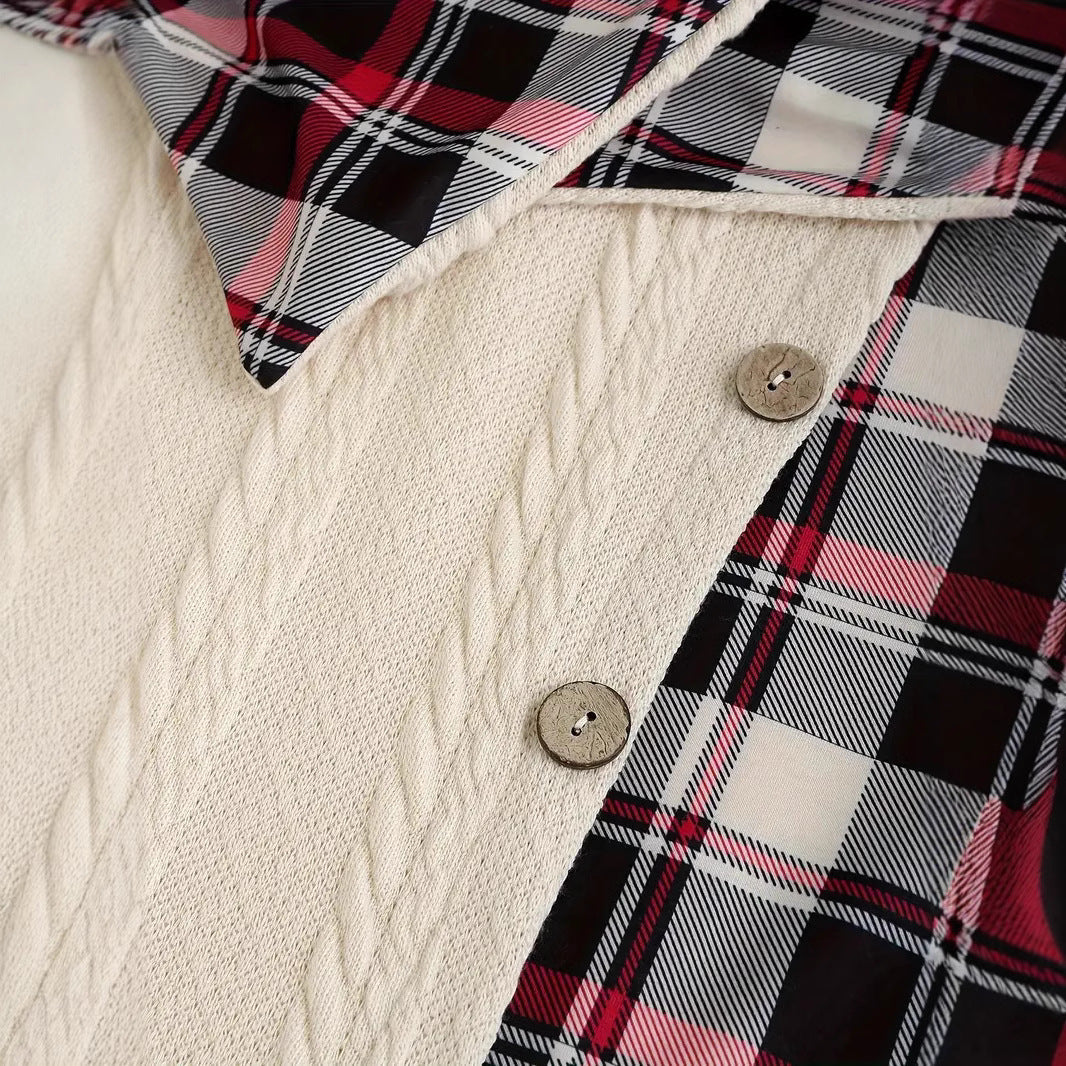 Women's Hooded Sunken Stripe Sweater Long Sleeve Leisure Pullover Dress