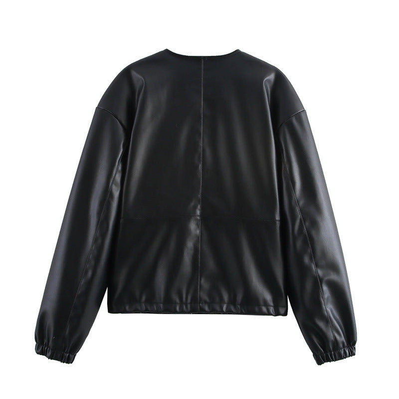 European And American Single-breasted Round Neck Short Jacket