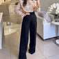 Fashion Solid Color High Waist Loose Straight Casual Suit Pants