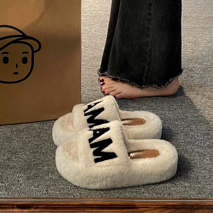 French Fairy-Style Plush Flat Cotton Slippers