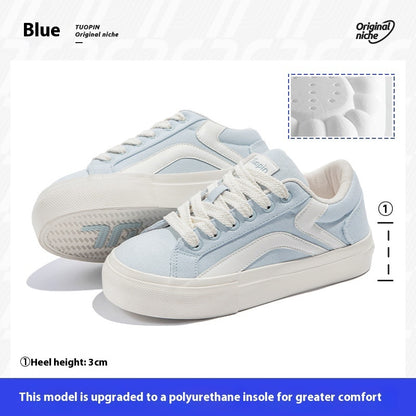 Minority All-match Board Shoes Female Four Seasons Students Product information: Pattern: color matching Lining material: Leather Color: blue, white black, black and white, yellow Black Upper height: low top Size: 35, 36, 37, 38, 39, 40 Sole craft: vulcan