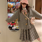 Japanese Woolen Soft Girl Thick Checks Suede All-matching Long Dress