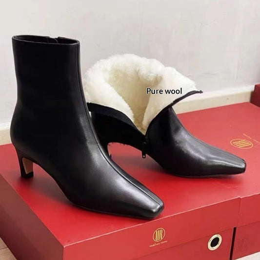 Womens Genuine Leather Snow Boots For Winter Cowhide