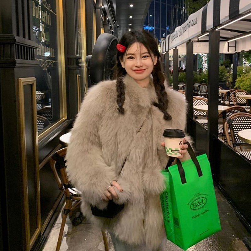 Fashion Fur Young Women Slimming Coat