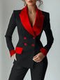 Long Sleeve Button Suit Collar Patchwork Pocket Coat
