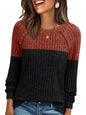 Women's Round-neck Sunken Stripe Brushed Solid Color Top Long Sleeve