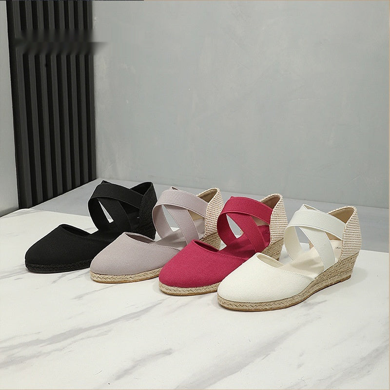 Comfortable Height-increasing Wedge Shoes With A Breathable Closed-toe Design