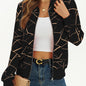 Stylish Long Sleeve Allover Print Zip Up Jacket Elegant