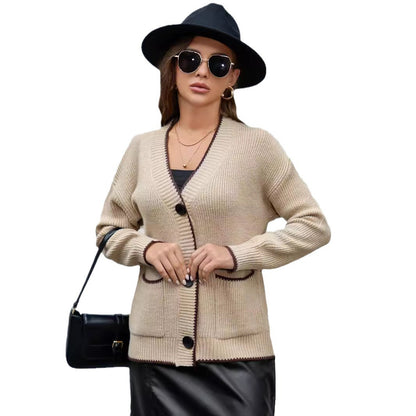 Contrast Color Boud Edage Belt Pocket Casual Jacket