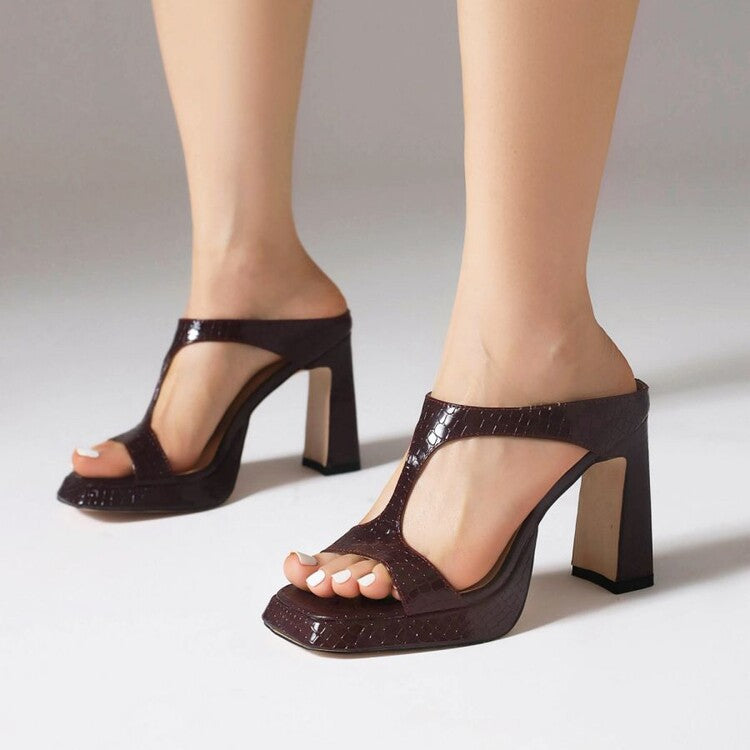 Water Platform Chunky-heel Square-toe Sandals For Outdoor Wear