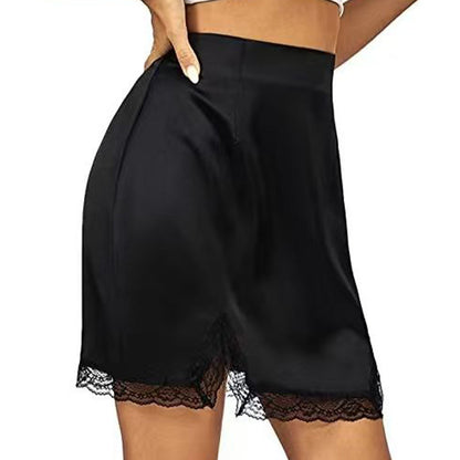 Temperament Lace Edge Half Length Skirt Black Short Skirt Female