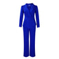 Ruffled Long-sleeved Top Wide-leg Pants Suit