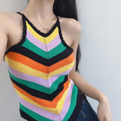European And American Hot Girl Retro Rainbow Color Hanging Shoulder Small Sling