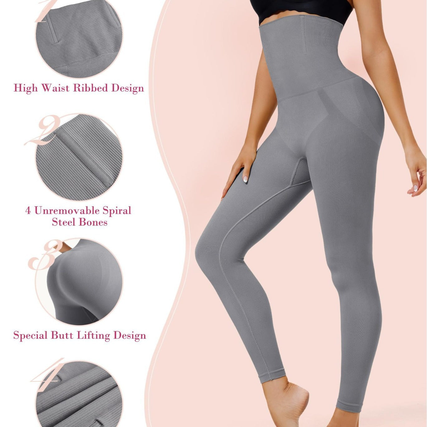 High Waist Cropped Pants High Elasticity Waist Slimming And Belly Contracting