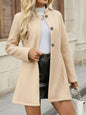Fashionable Elegant Small Stand Collar Button A- Swing Long Sleeve Slim Jacket