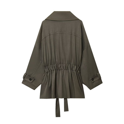 Women's Belt Coat Pleated Trousers