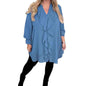 Women's Solid Color Loose Lotus Leaf V-neck Long Sleeve Shirt