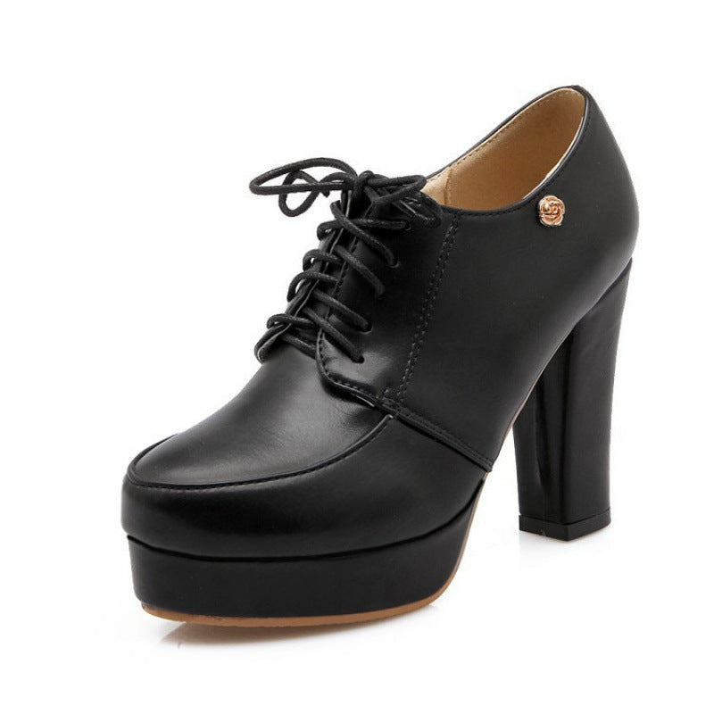 Womens Chunky-heeled Lace-up Pumps