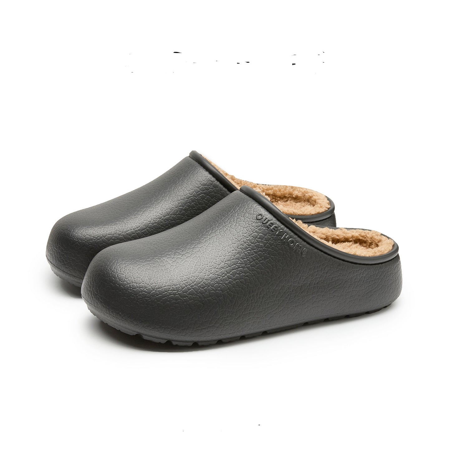 Womens Fleece-Lined Waterproof Thick-Soled Cotton Slippers