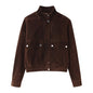 Women's Pocket Decoration Suede Jacket