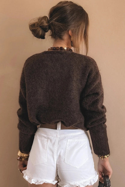 Loose Metal Buckle Sweater Cardigan Coat Women