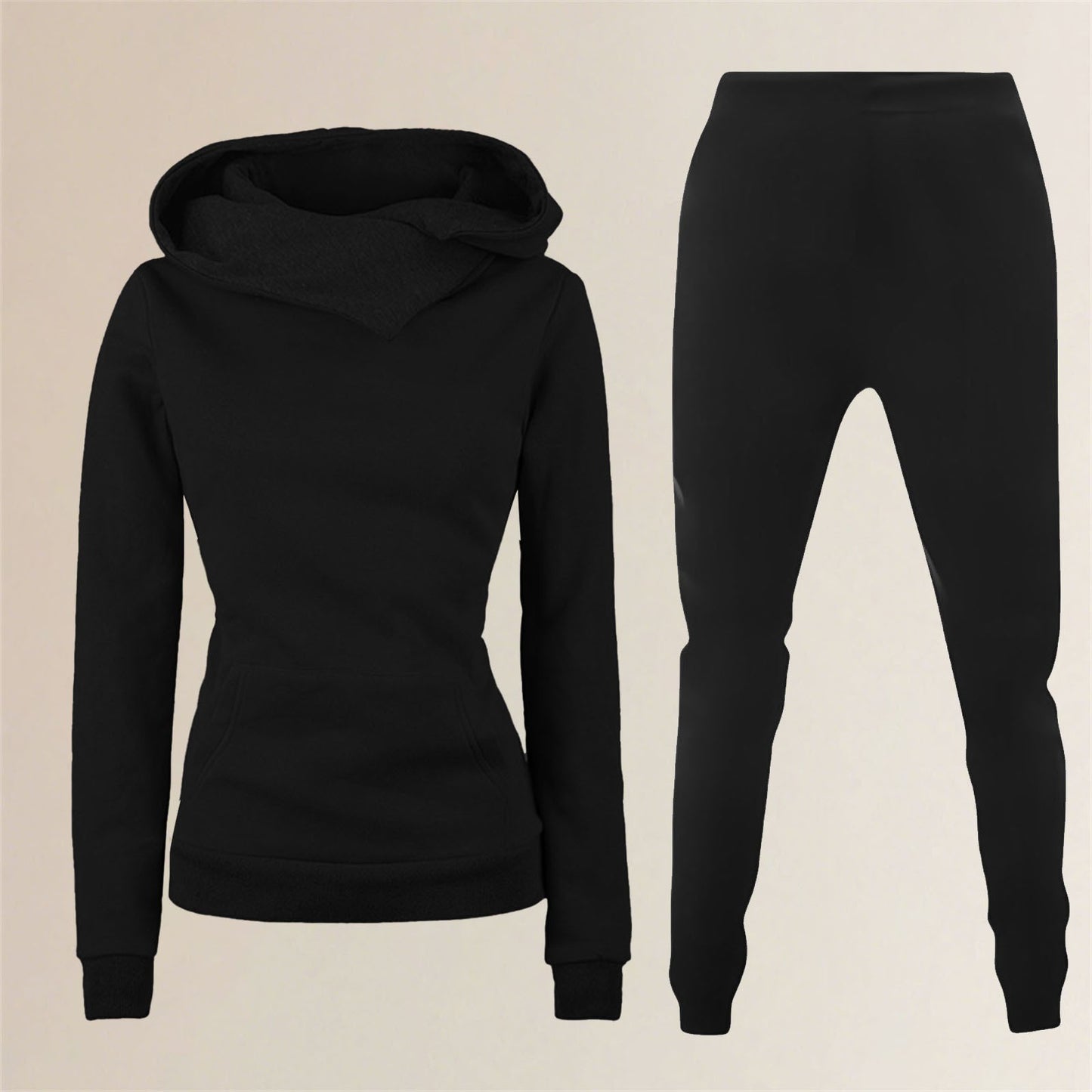 Ladies Hooded Sweater Casual Suit Two-piece Set