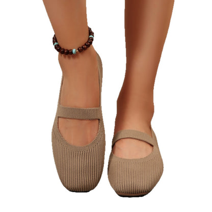 Womens Lightweight Breathable Knit Mesh Flats With A Low-cut Design