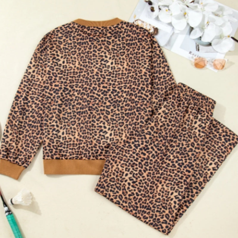 Leopard Print Pullover And Pants Set