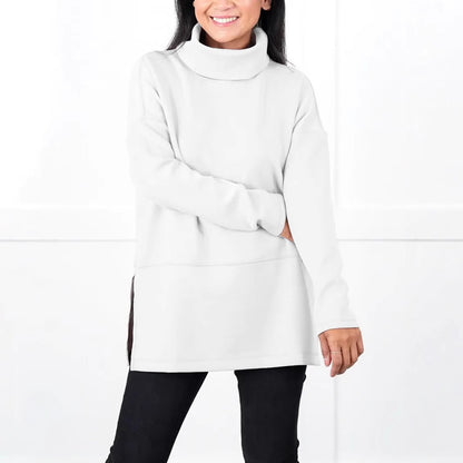 Large Size Multicolor Minimalism Turtleneck Top
