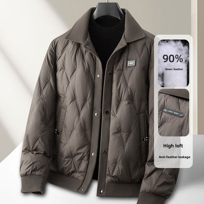 High-grade Knitted Lapel Lightweight Down Coat Men