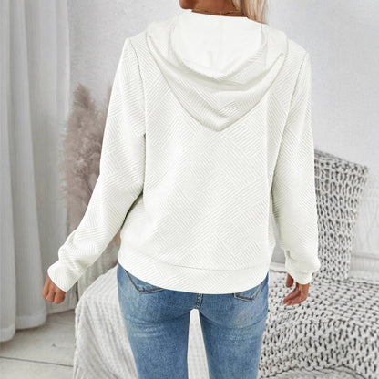 Jacquard Hooded Casual Long Sleeve Cardigan Zipper Coat