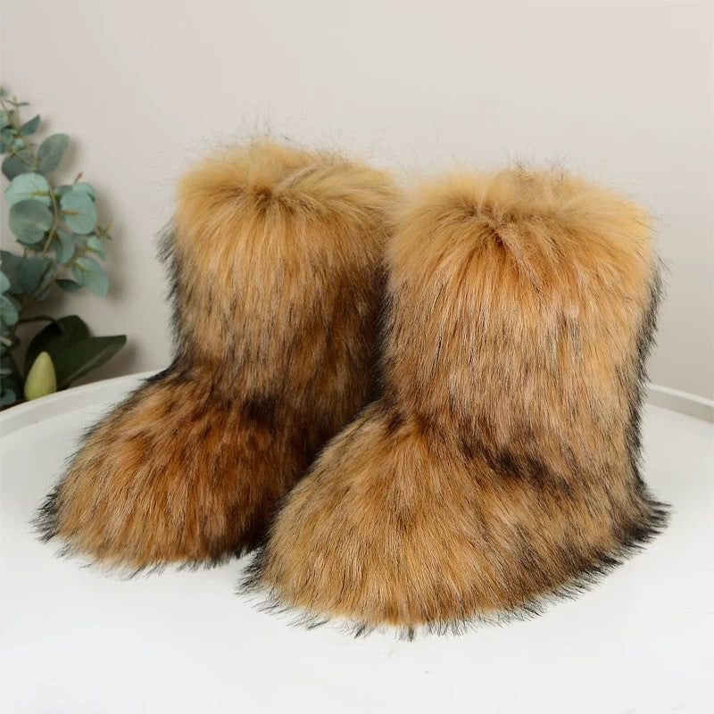 European And American Imitation Raccoon Fur Winter Warm Mid-calf Women's Shoes European And American Imitation Raccoon Fur Winter Warm Mid-calf Women's Shoes Product information: Inner Material: Plush Color: Imitation Raccoon Fur Khaki, Imitation Raccoon